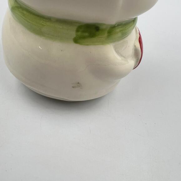 Vintage Hand Painted Ceramic Snowman Container Vase Jar Kitsch Cute Winter - Picture 9 of 10